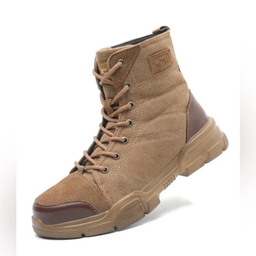 Men's High Top Steel Toe Safety Work Boots Army Combat Desert Hiking Shoes SZ 43